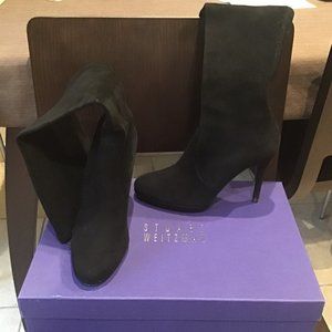 Stuart Weitzman Black Suede Heeled Boots Size 8M